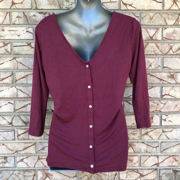 Tops - Bke red from buckle 3/4 sleeve wine small top
